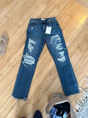 NWT Hidden Los Angeles Tracey High-Rise Straight Jeans in Medium Wash — Size 25